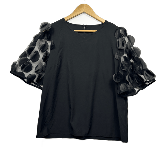 SHEIN Black Top Size 14 16 XL Mesh Short Sleeve