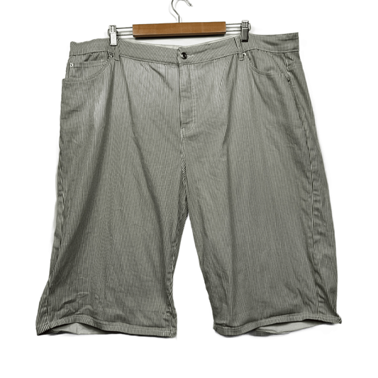 Beme Bermuda Shorts Size 26 Green White Pockets Cotton Striped Elastic Waist