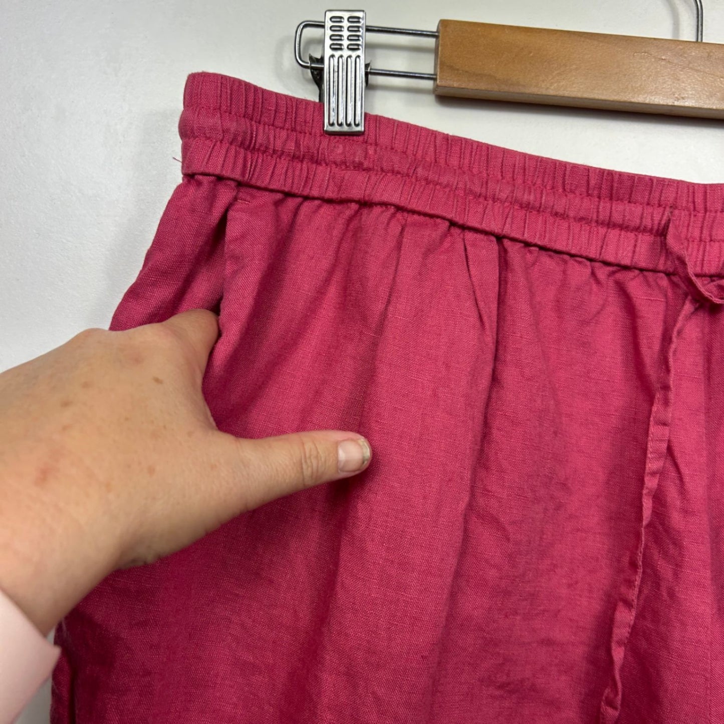 Sussan Linen Shorts Size 16 Pink Pockets Drawstring