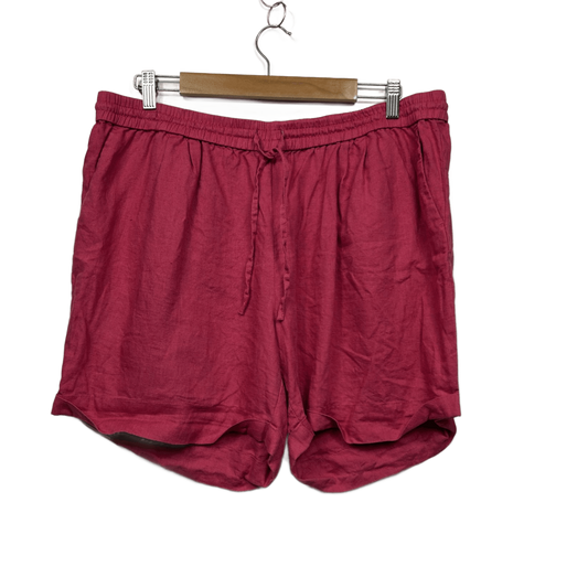 Sussan Linen Shorts Size 16 Pink Pockets Drawstring