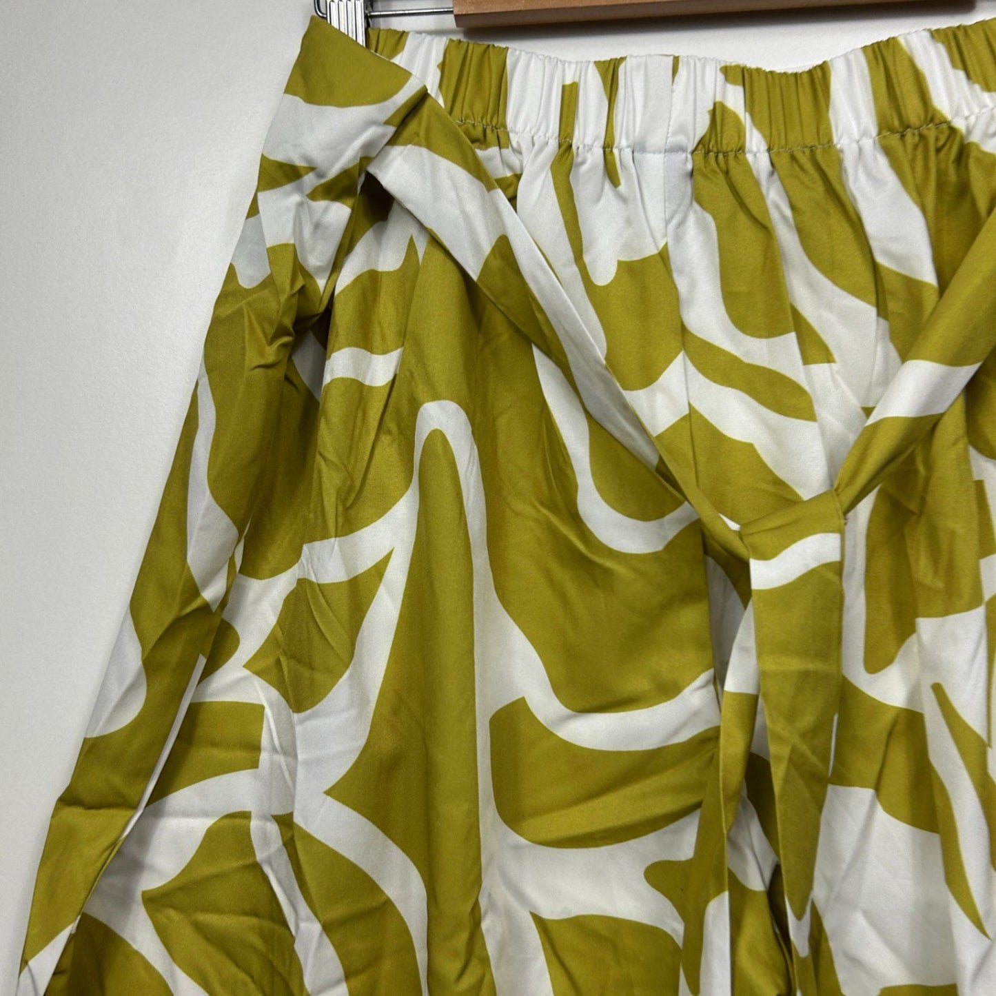 SHEIN Curve Green White Wide Leg High Waist Palazzo Trousers Pants Size 2XL