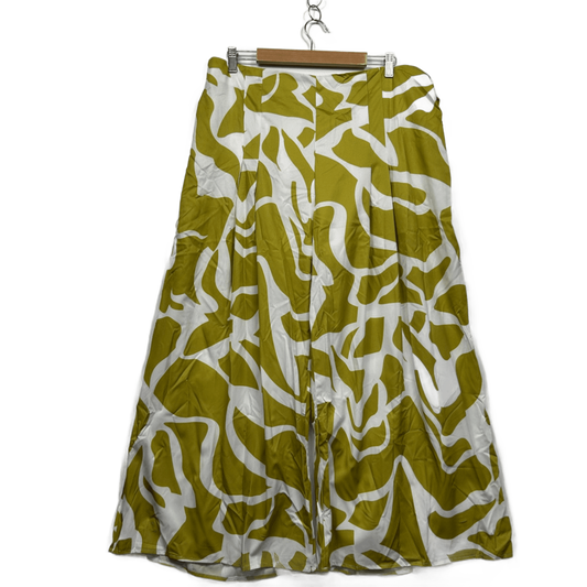SHEIN Curve Green White Wide Leg High Waist Palazzo Trousers Pants Size 2XL