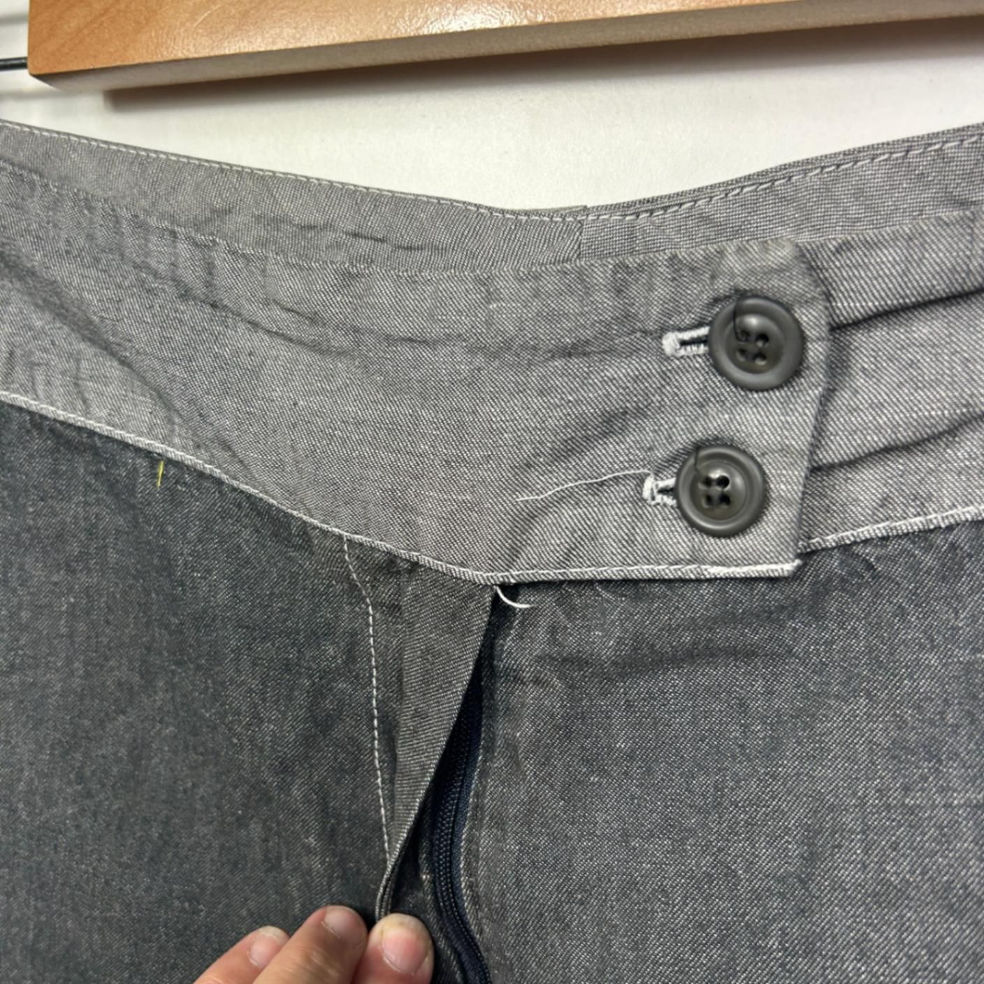 Taking Shape Cargo Cropped Pants Grey Linen Blend Size 14 Zip Fly