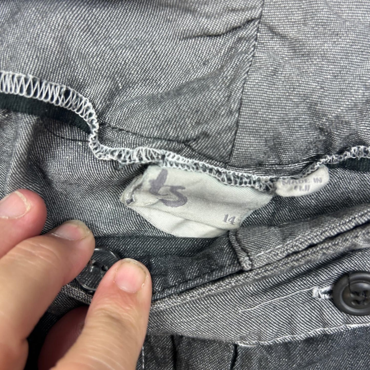 Taking Shape Cargo Cropped Pants Grey Linen Blend Size 14 Zip Fly