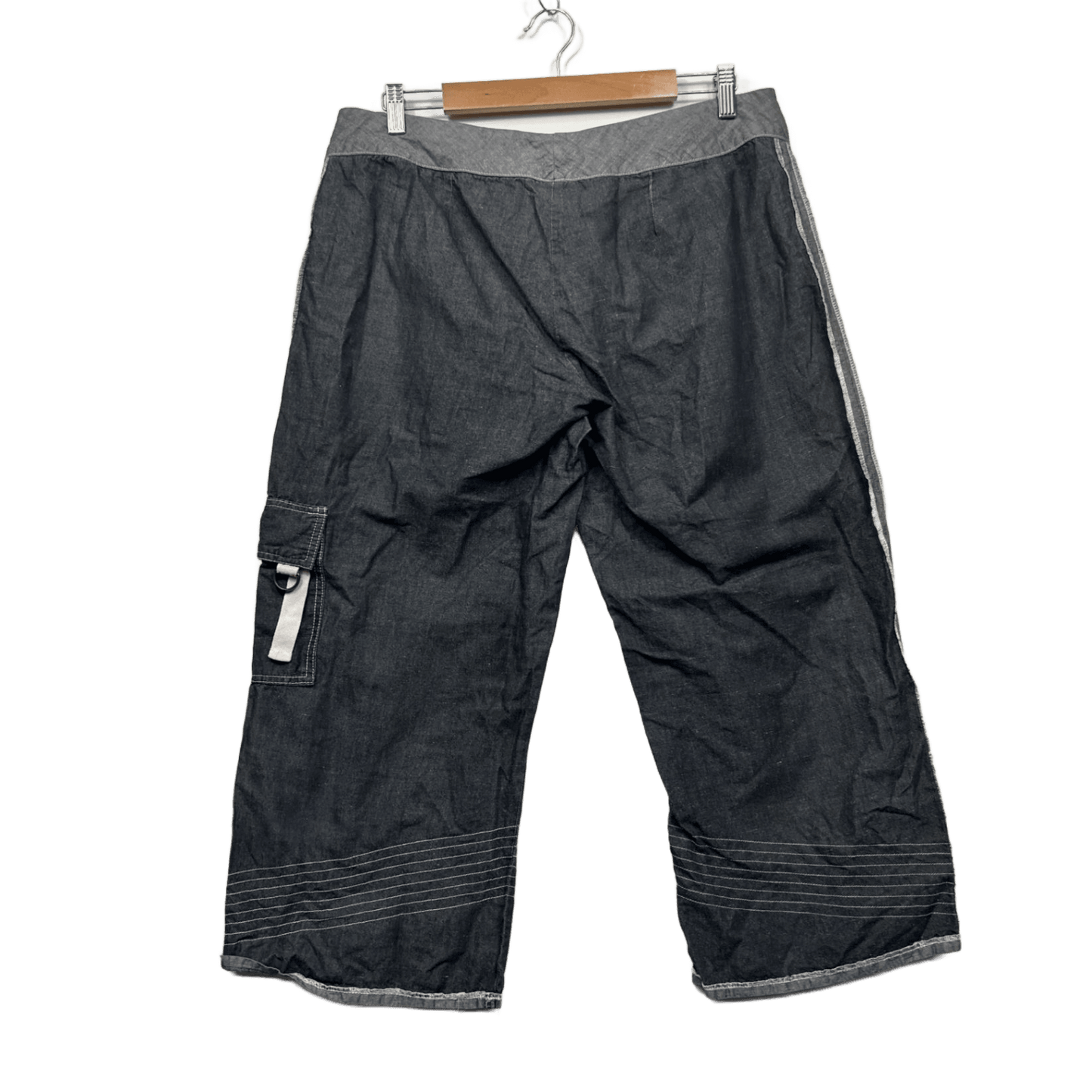 Taking Shape Cargo Cropped Pants Grey Linen Blend Size 14 Zip Fly