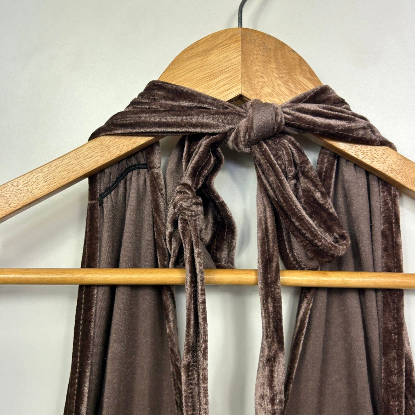 Tree of Life Velvet Chocolate Boho Dress Size 14 16 Large Halter Neck Sleeveless
