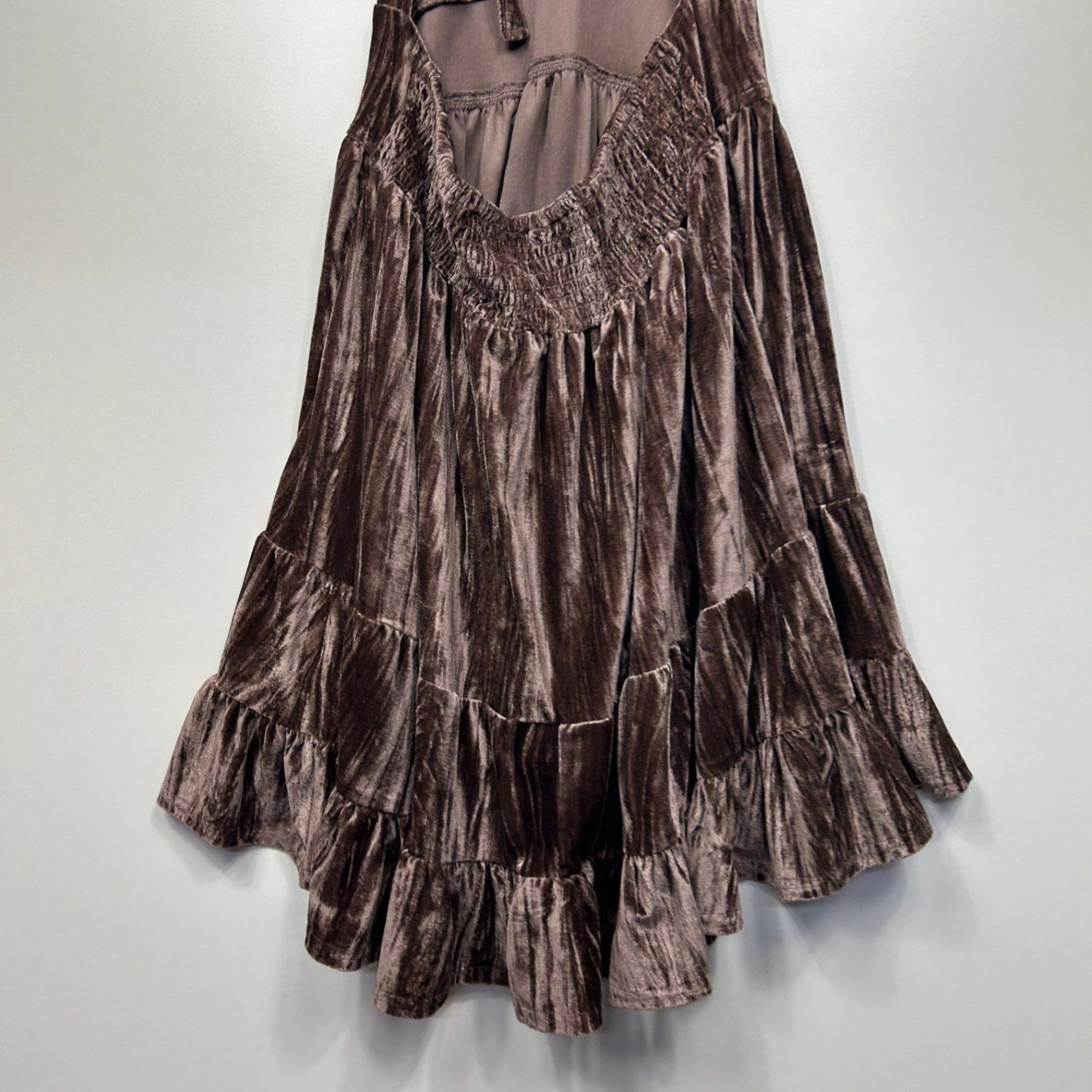 Tree of Life Velvet Chocolate Boho Dress Size 14 16 Large Halter Neck Sleeveless