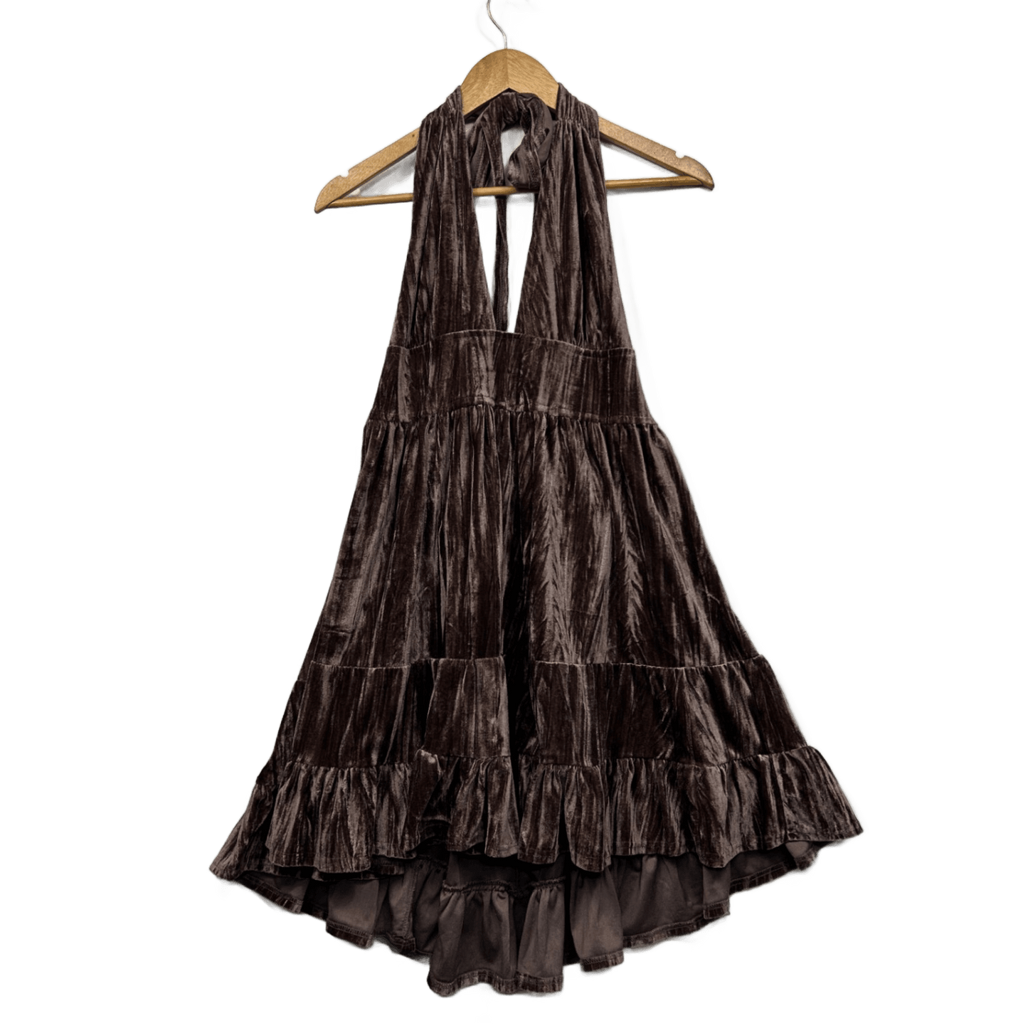 Tree of Life Velvet Chocolate Boho Dress Size 14 16 Large Halter Neck Sleeveless