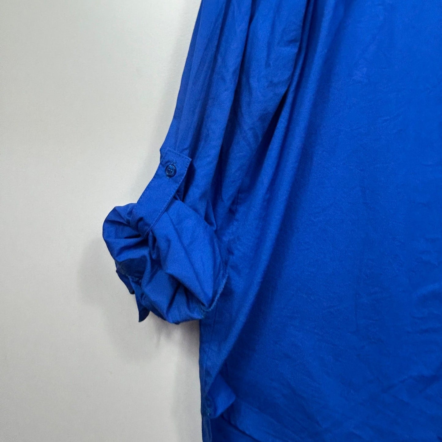 Katies Top Shirt Size 18 Blue Button Up Roll Tab Sleeve Cotton