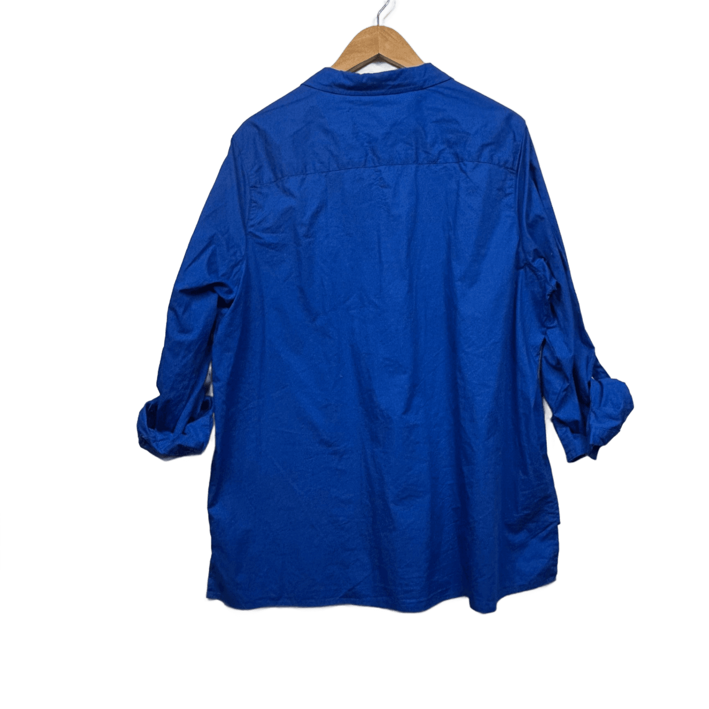 Katies Top Shirt Size 18 Blue Button Up Roll Tab Sleeve Cotton