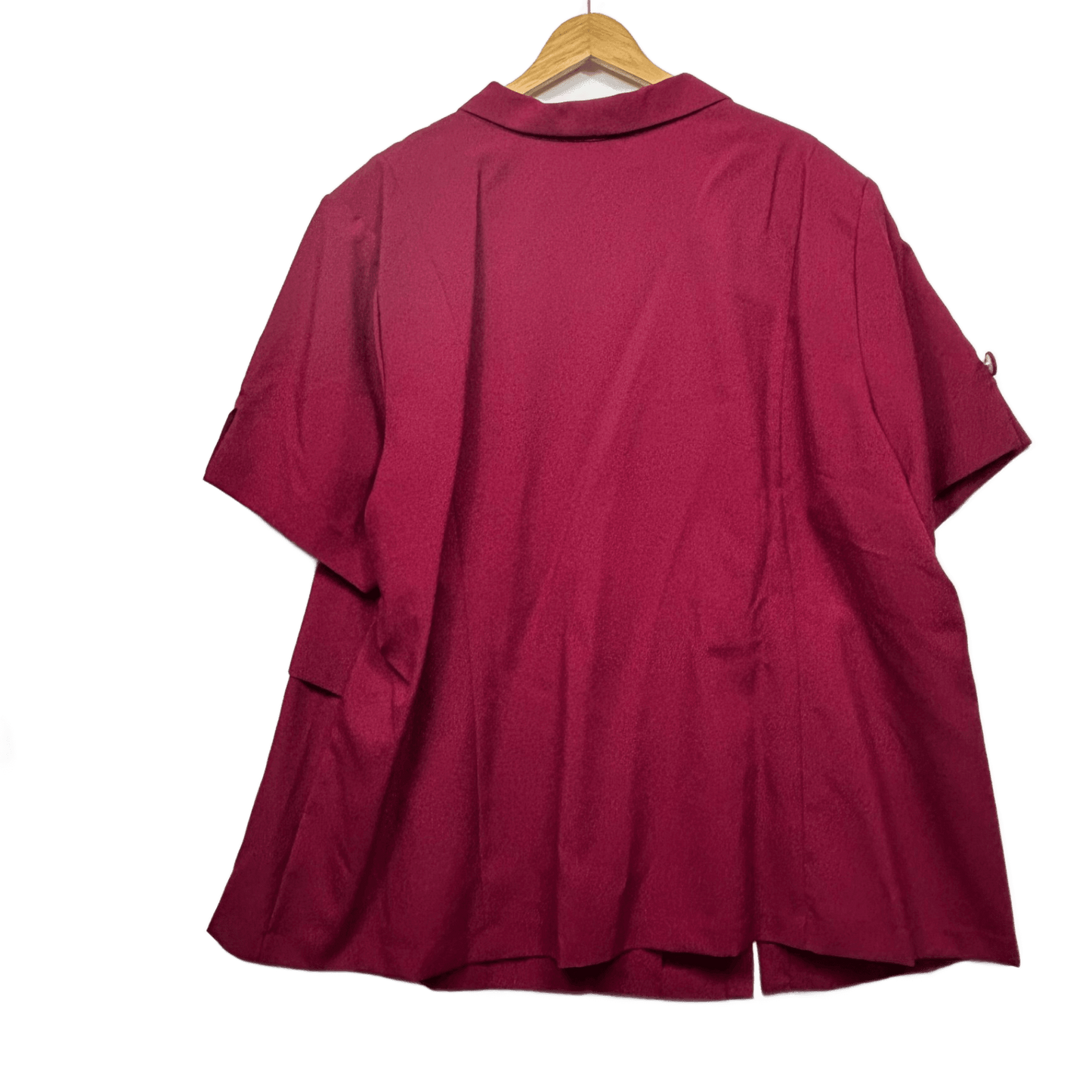 Roaman's Pink Fitted Top Size 32 W Short Sleeve Button Up Shacket