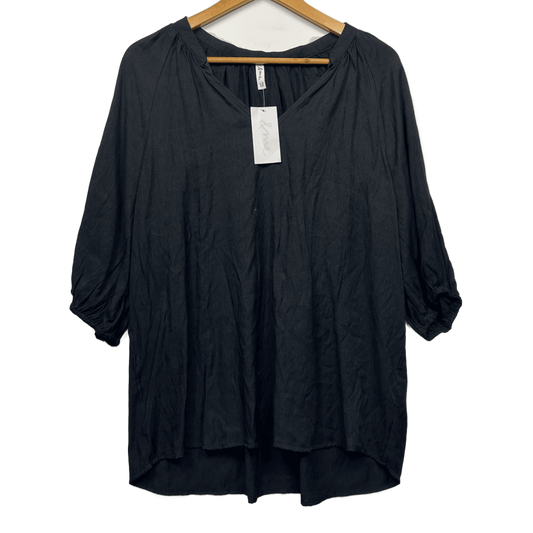New &me Top Blouse Size 18 Black 3/4 Sleeve Viscose Blend