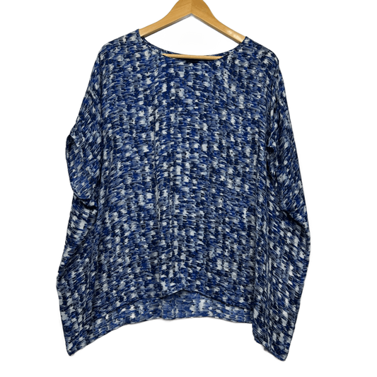David Lawrence Kaftan Top Size 16 Blue Short Sleeve