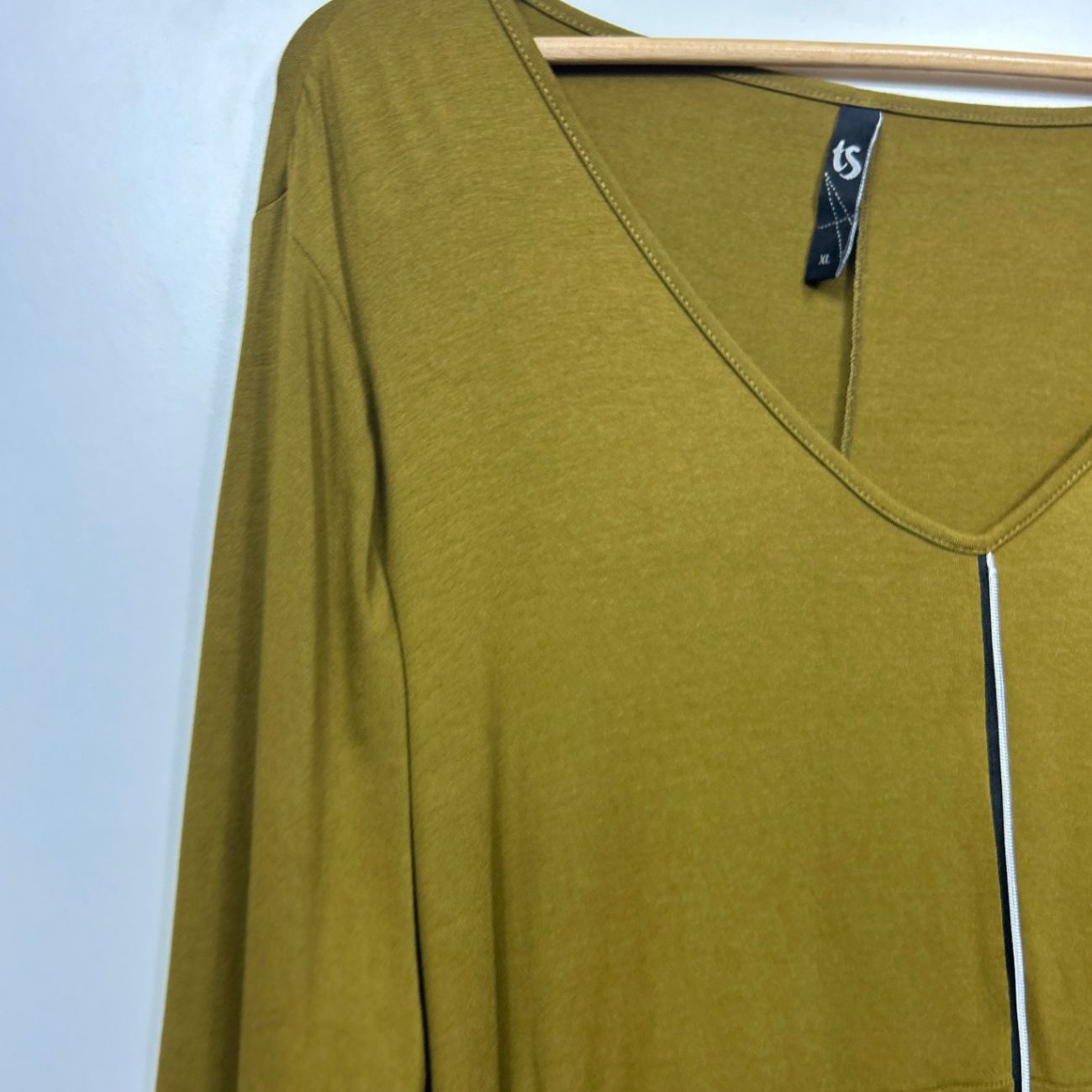 Taking Shape Tunic Top Size 22 24 Olive Long Sleeve Asymmetric Hem