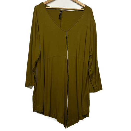 Taking Shape Tunic Top Size 22 24 Olive Long Sleeve Asymmetric Hem