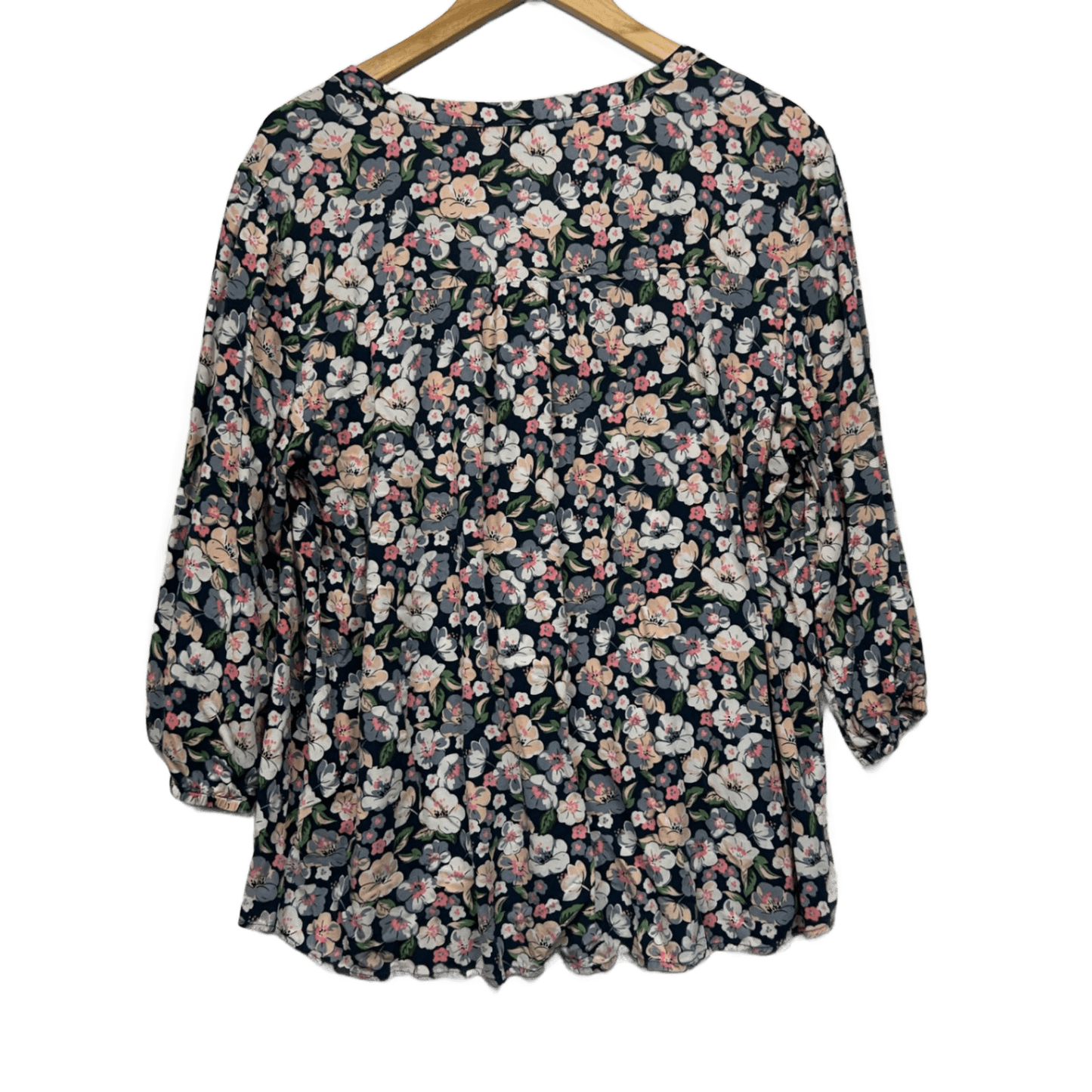 Suzanne Grae Button Up Top Size 14 Multicoloured Floral Long Sleeve Viscose