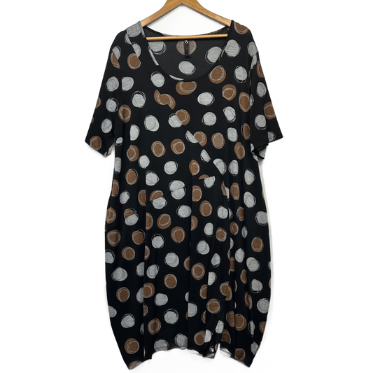 Taking Shape Midi Dress Size 20 Plus Pockets Black Polka Dots
