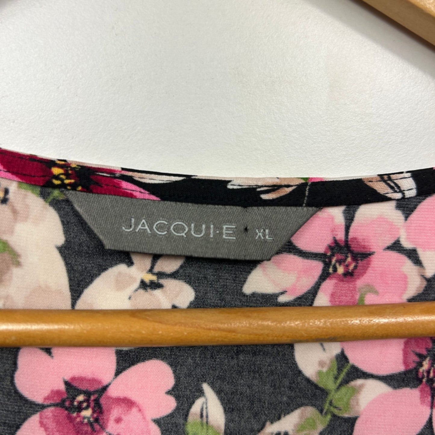 Jacqui E Dress Size 16 XL Fit and Flare Midi Length Floral Multicoloured Stretch Black Pink