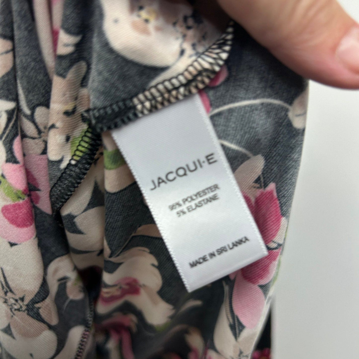 Jacqui E Dress Size 16 XL Fit and Flare Midi Length Floral Multicoloured Stretch Black Pink