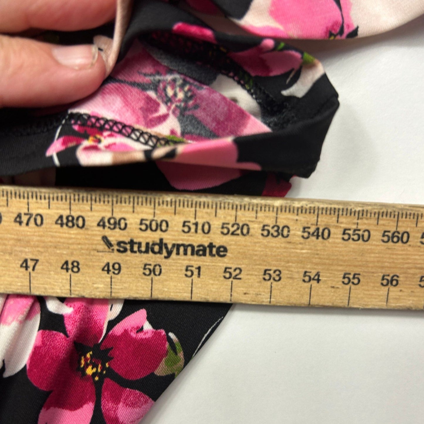 Jacqui E Dress Size 16 XL Fit and Flare Midi Length Floral Multicoloured Stretch Black Pink