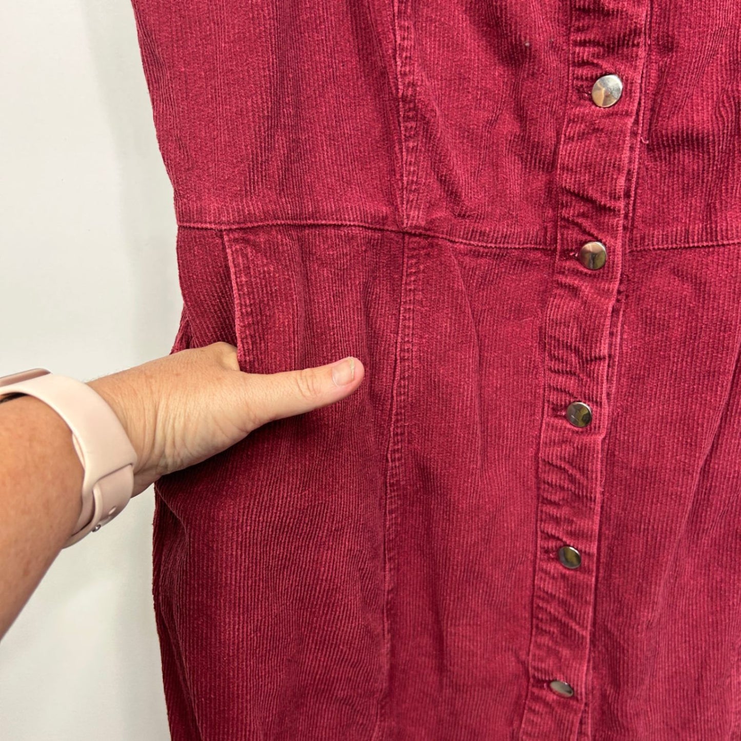City Chic CCX Mini Corduroy Dress Size 16 Plus Small Sleeveless Pockets Adjustable Straps