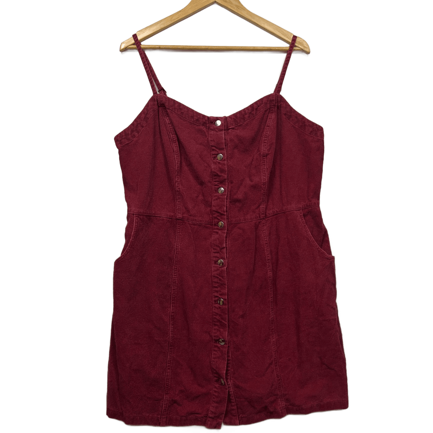 City Chic CCX Mini Corduroy Dress Size 16 Plus Small Sleeveless Pockets Adjustable Straps