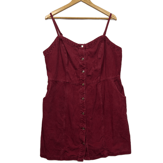 City Chic CCX Mini Corduroy Dress Size 16 Plus Small Sleeveless Pockets Adjustable Straps