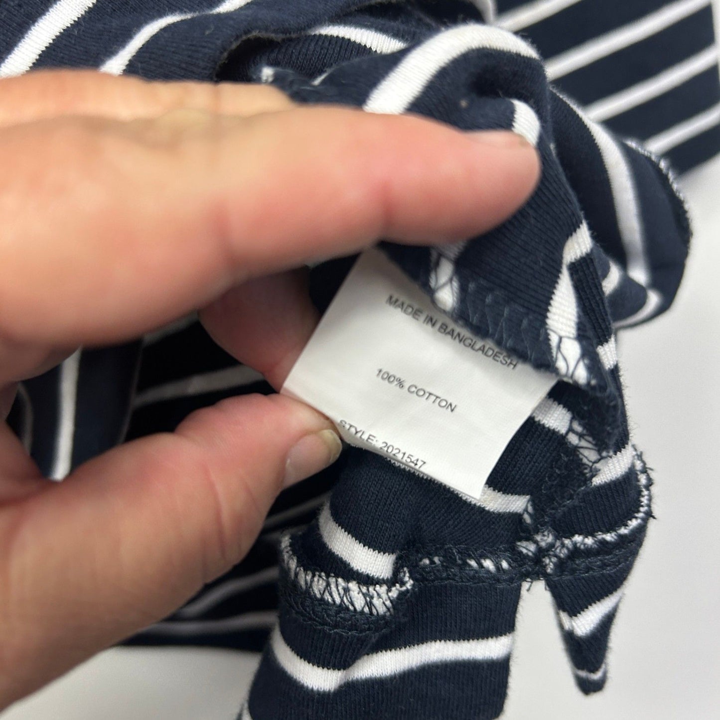 Autograph Top Size 18 Casual Navy White Striped Long Sleeve 100% Cotton