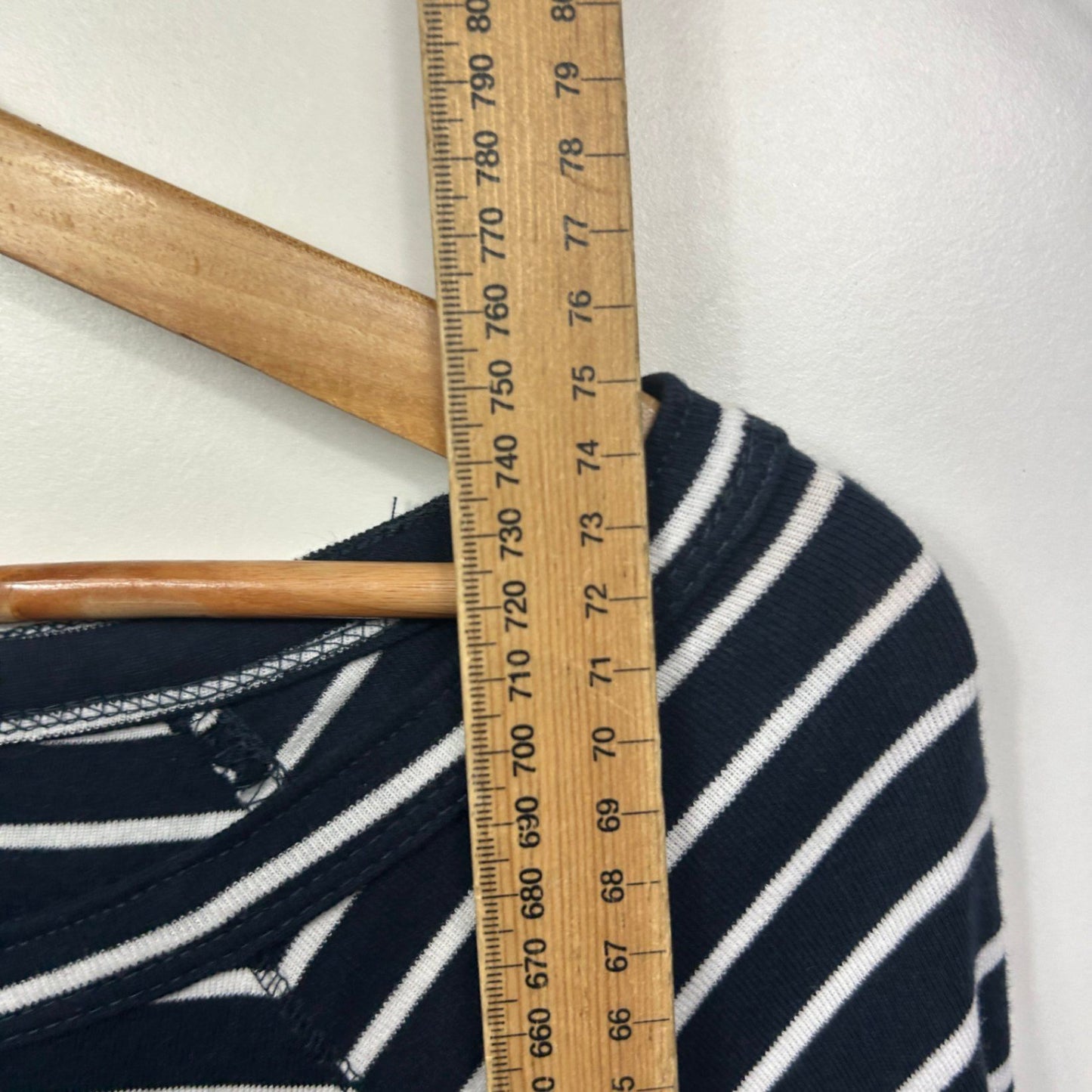 Autograph Top Size 18 Casual Navy White Striped Long Sleeve 100% Cotton