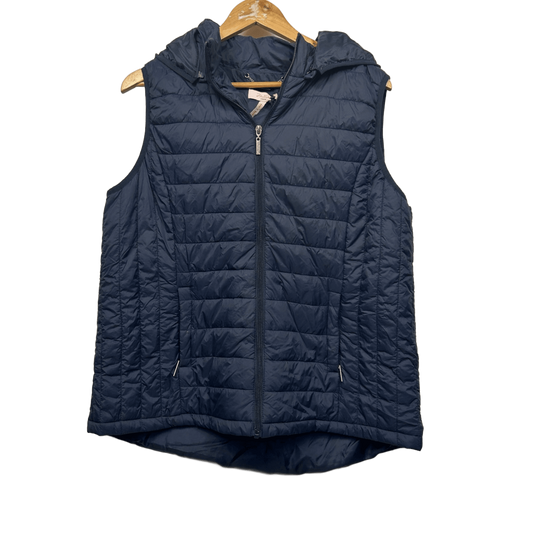 Millers Puffer Vest Size 18 Navy Full Zip Up Sleeveless Hooded