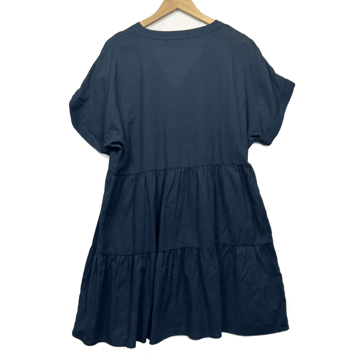 Sportsgirl Smock Dress Size 16 Blue Button up Cotton Short Sleeve