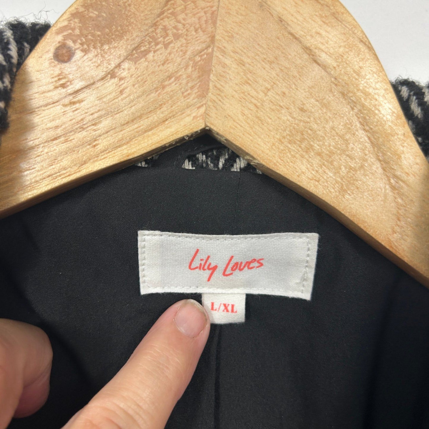 Lily Loves Jacket Blazer Size 14 16 L/XL Black White Long Sleeve