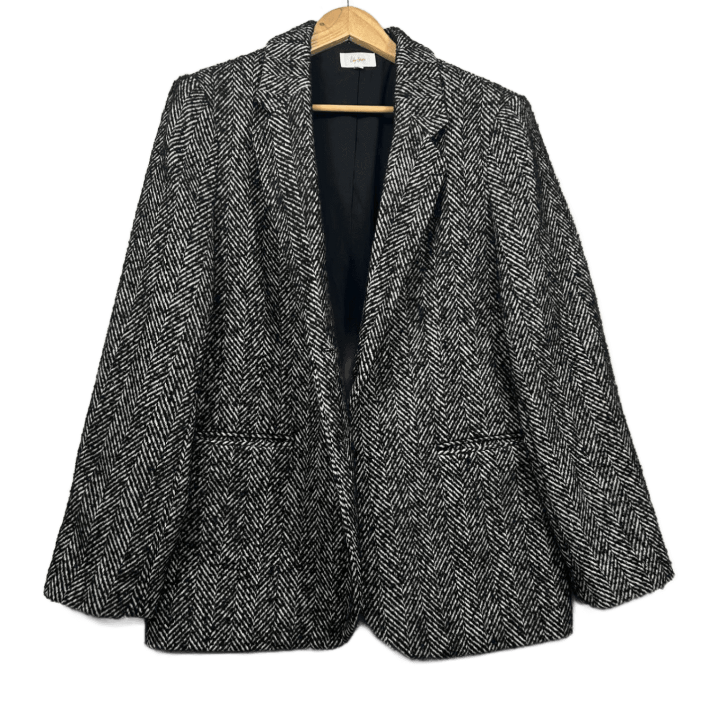 Lily Loves Jacket Blazer Size 14 16 L/XL Black White Long Sleeve