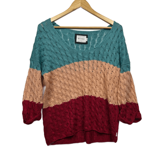 Element Knit Jumper Size 14 Large Long Sleeve Lightweight Colourblock