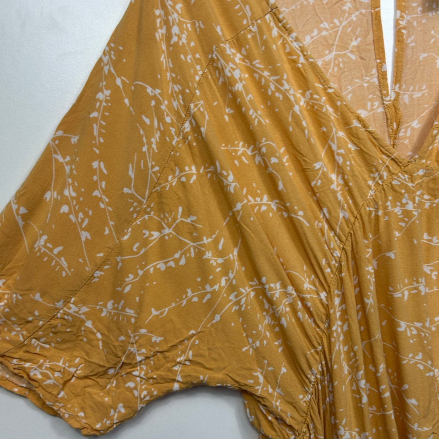 edited Boho Maxi Dress Size 16 Yellow Viscose Short Sleeve Belted