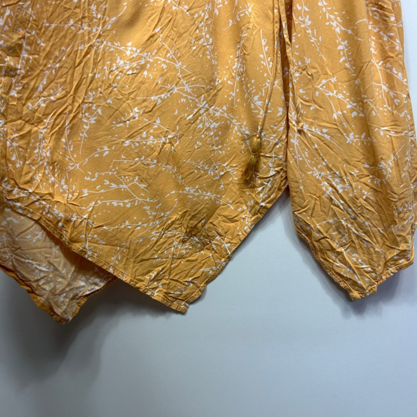 edited Boho Maxi Dress Size 16 Yellow Viscose Short Sleeve Belted