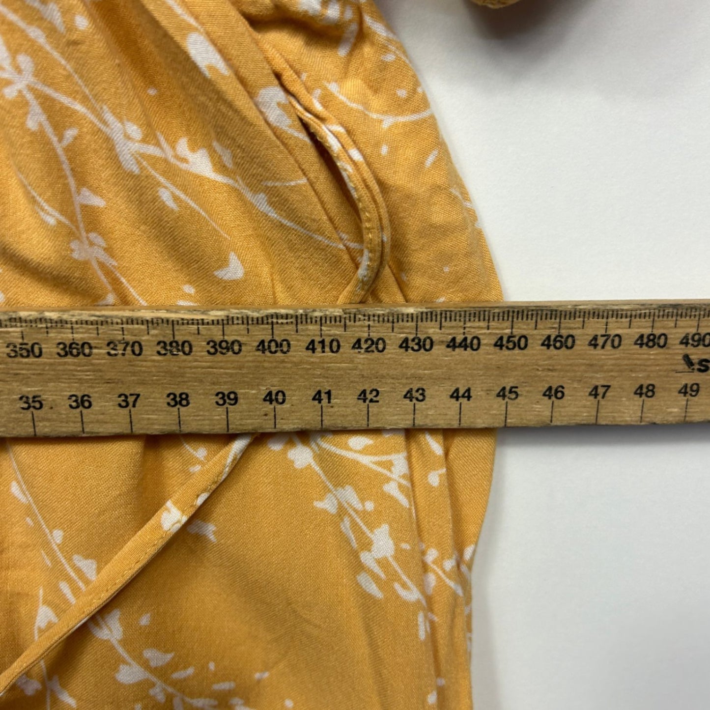edited Boho Maxi Dress Size 16 Yellow Viscose Short Sleeve Belted