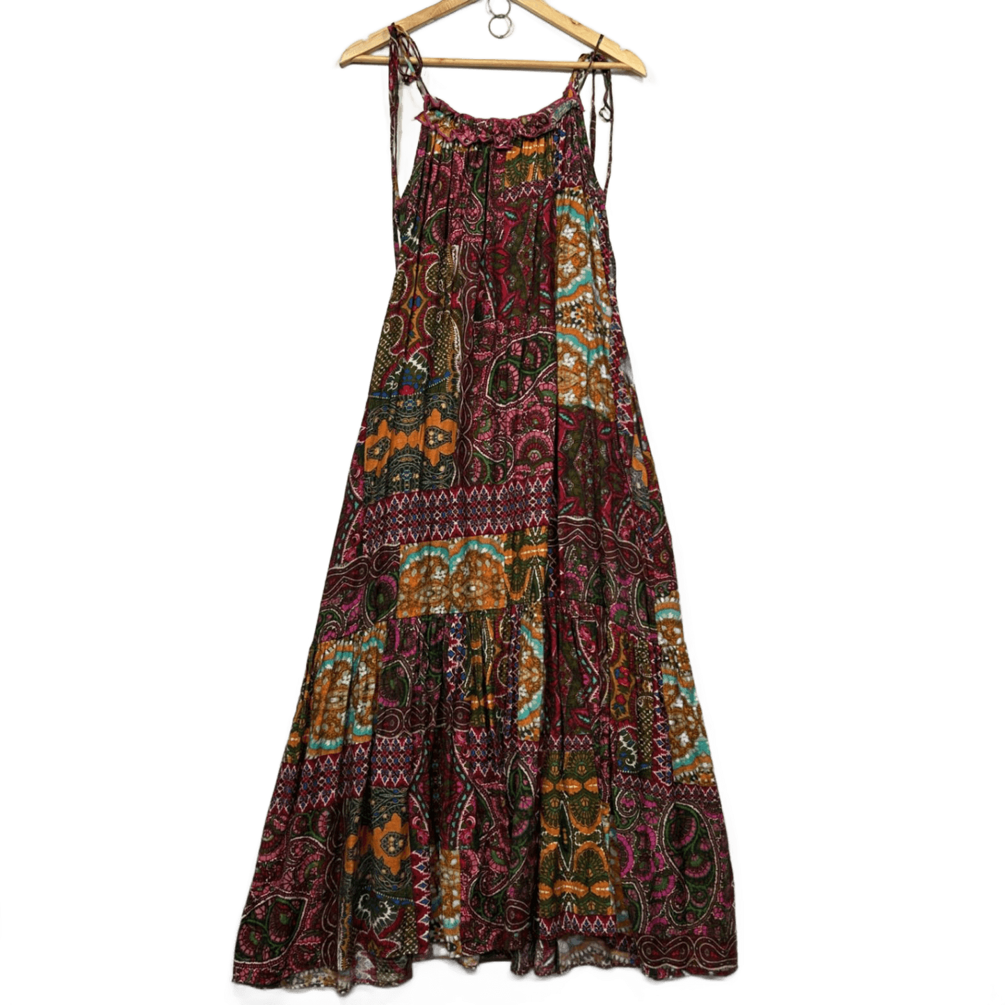 City Chic Maxi Boho Dress Size 16 Small Plus Sleeveless Multicoloured Pockets