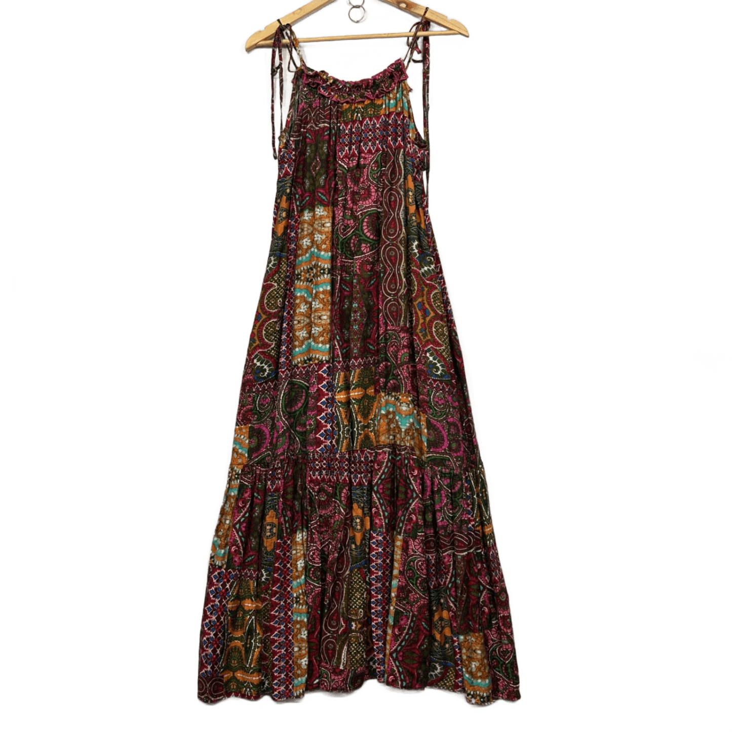City Chic Maxi Boho Dress Size 16 Small Plus Sleeveless Multicoloured Pockets