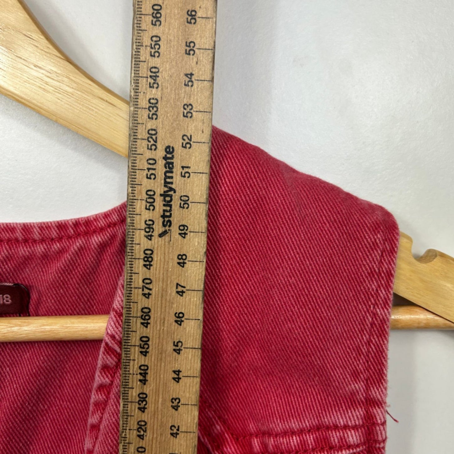 Ringers Western Sleeveless Denim Vest Size 18 Plus Red Pink Waistcoat Cotton
