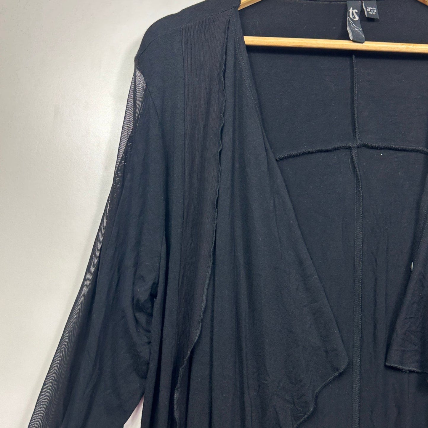 Taking Shape Jacket Top Cardigan Size 20 Black Long Sleeve Waterfall Open Front