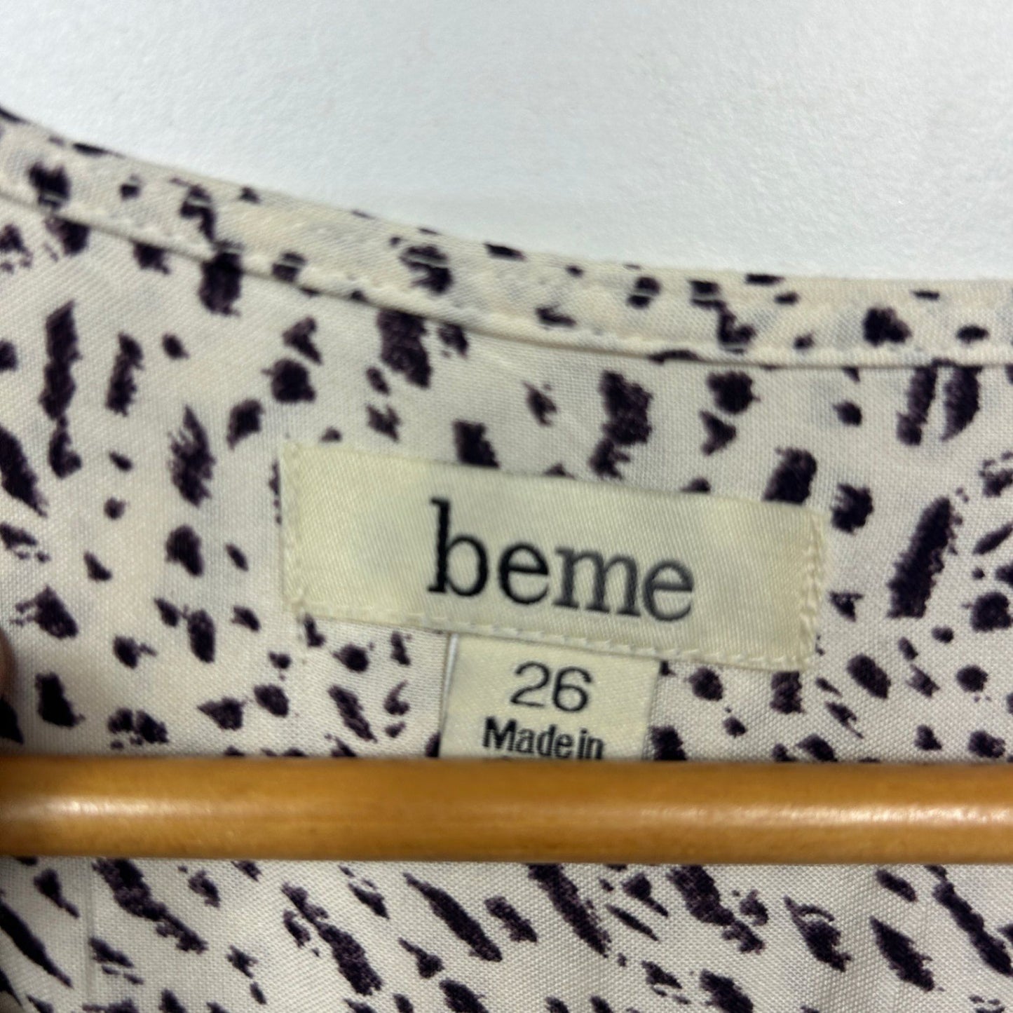 Beme Tunic Top Size 26 Biege Button Up Roll Tab Sleeve Viscose