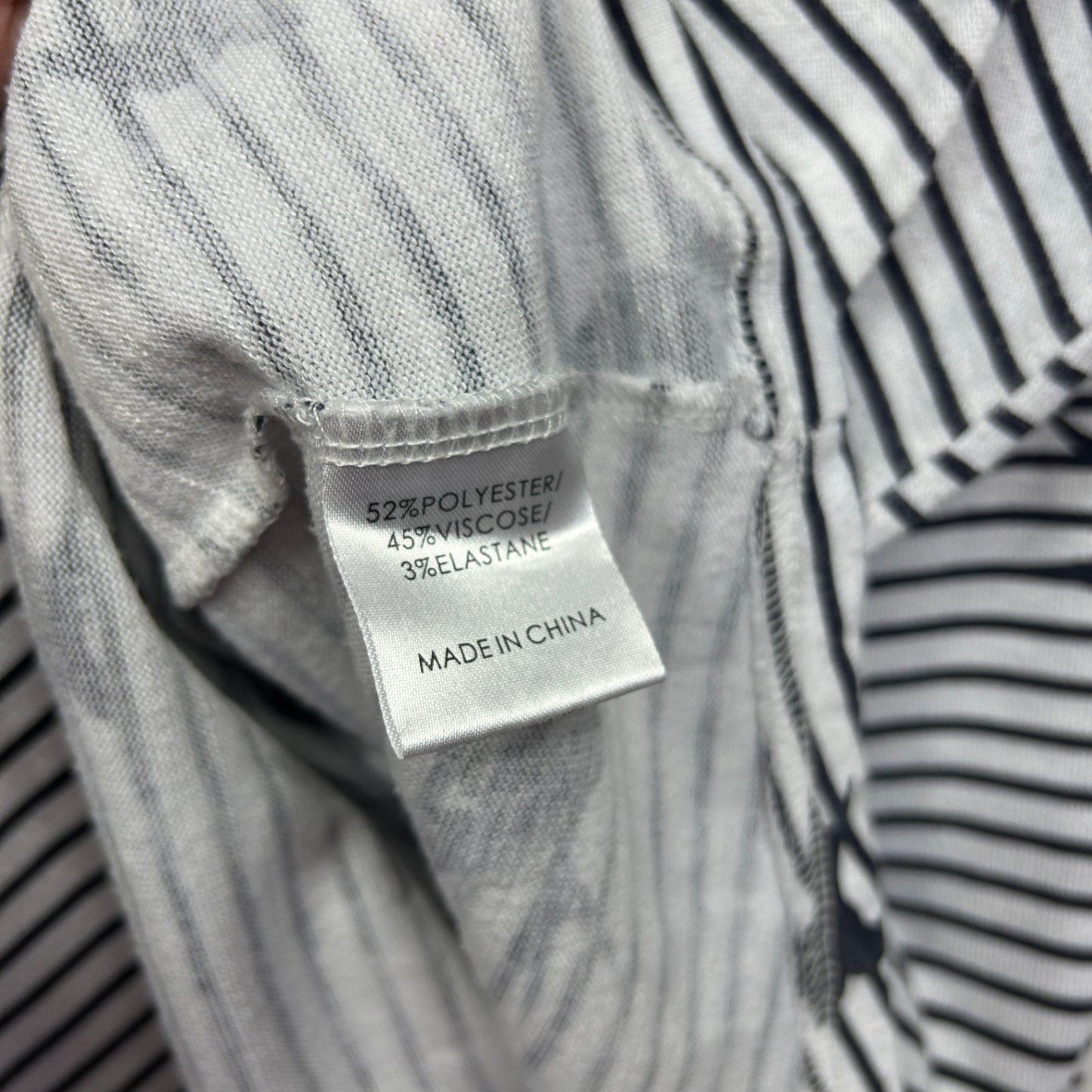 Autograph Top Size 24 Plus Blue White Striped Birds Long Sleeve