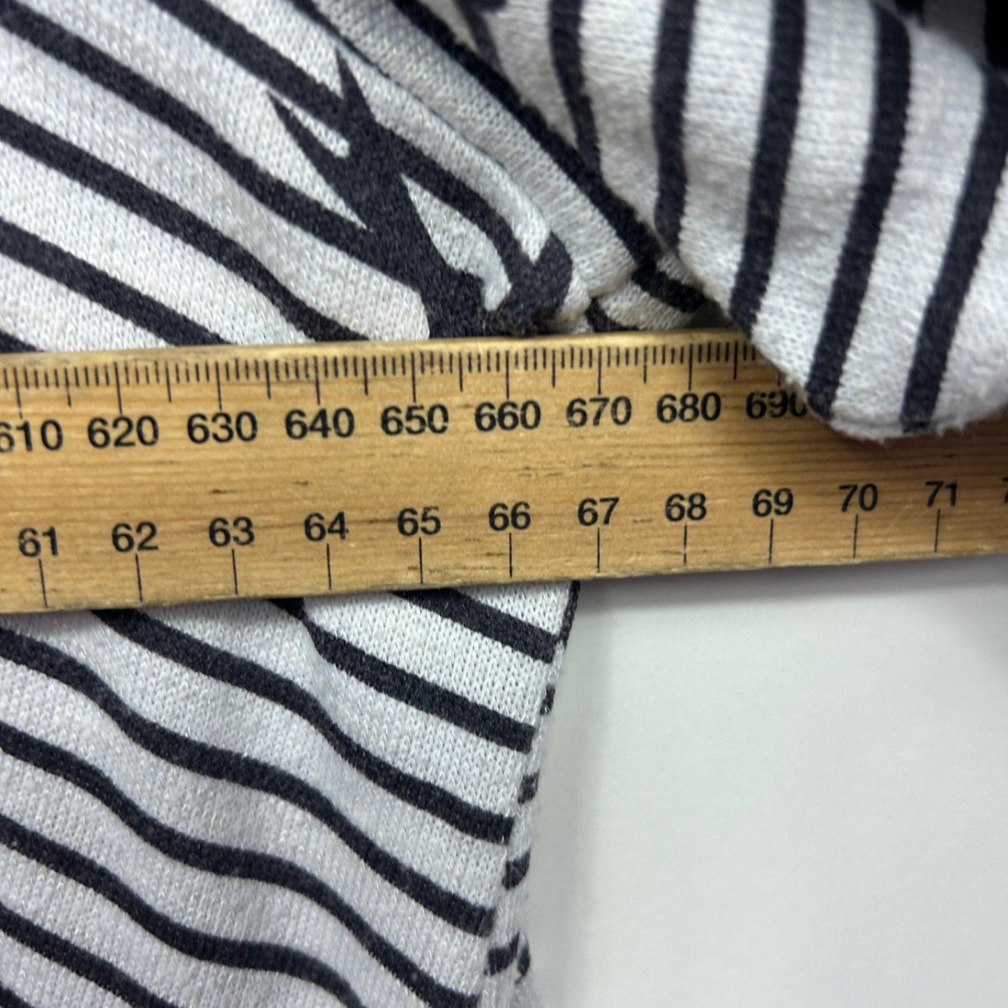 Autograph Top Size 24 Plus Blue White Striped Birds Long Sleeve