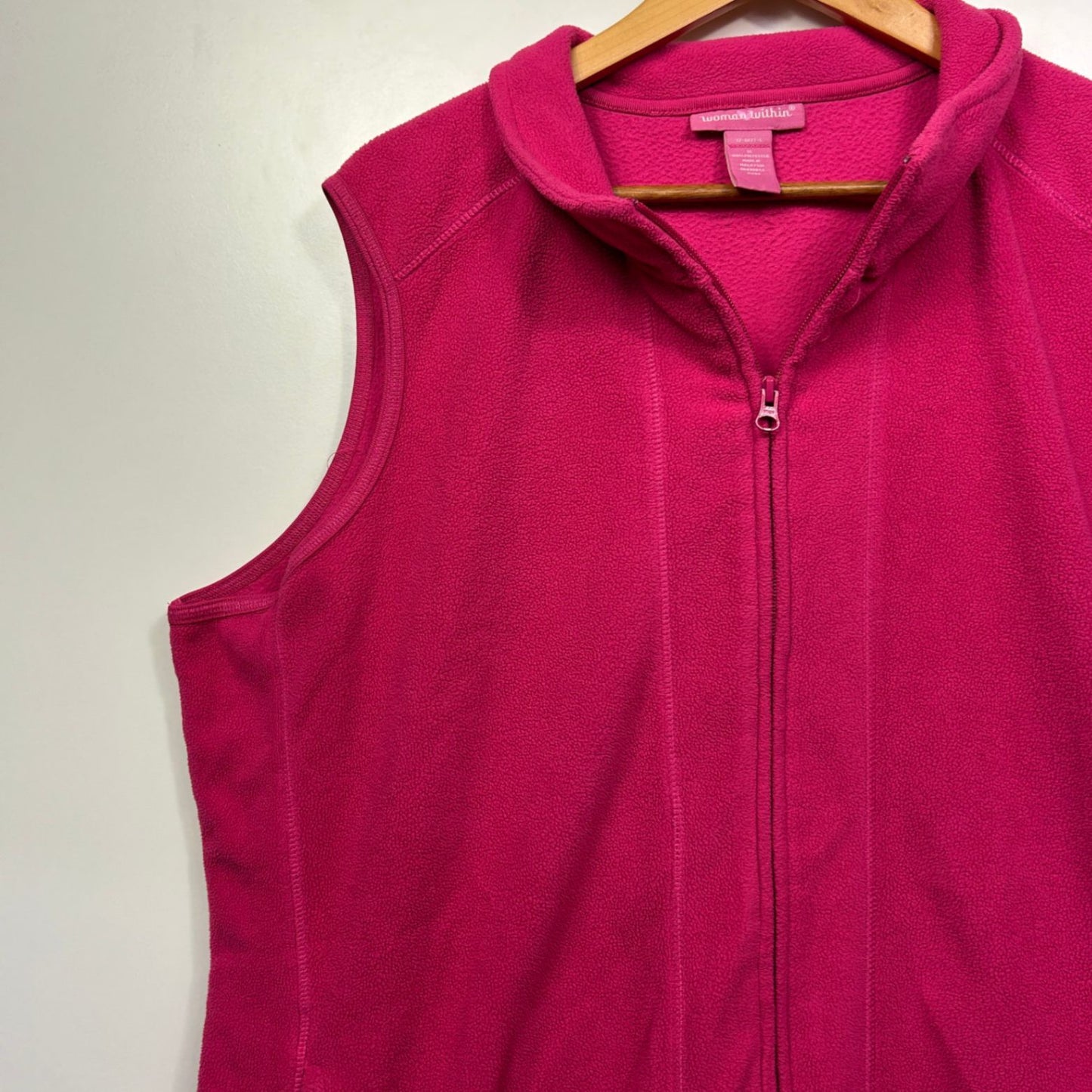 Woman Within Fleece Vest Size 18 16 1XL Pink Sleeveless Pockets