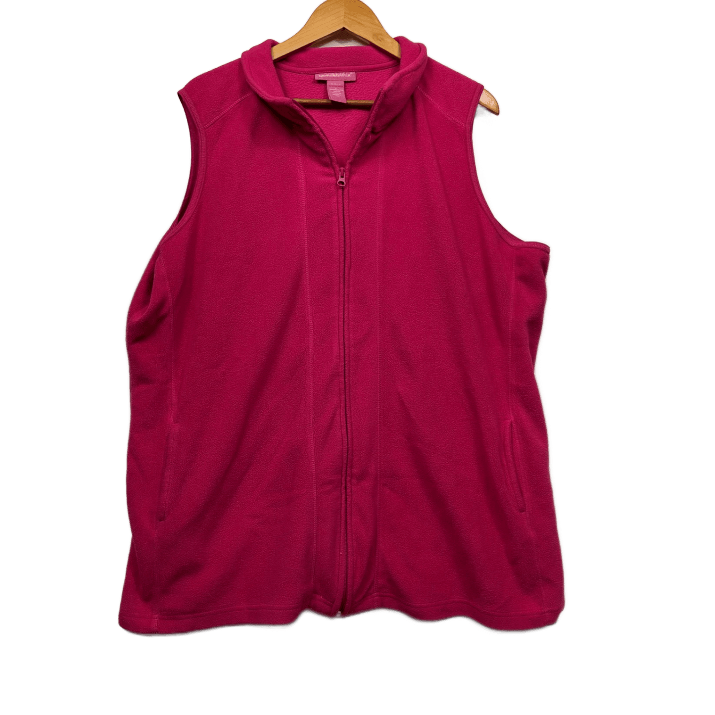 Woman Within Fleece Vest Size 18 16 1XL Pink Sleeveless Pockets