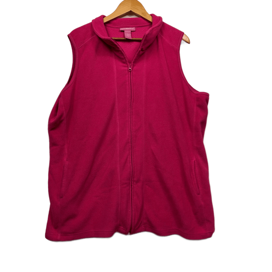 Woman Within Fleece Vest Size 18 16 1XL Pink Sleeveless Pockets