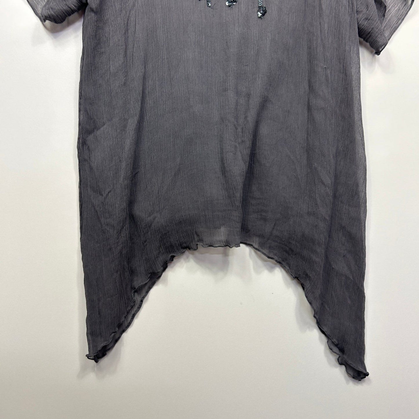 Eve Hunter Tunic Silk Top Size 20 Grey Sequins Short Sleeve Evening Occasional Cocktail