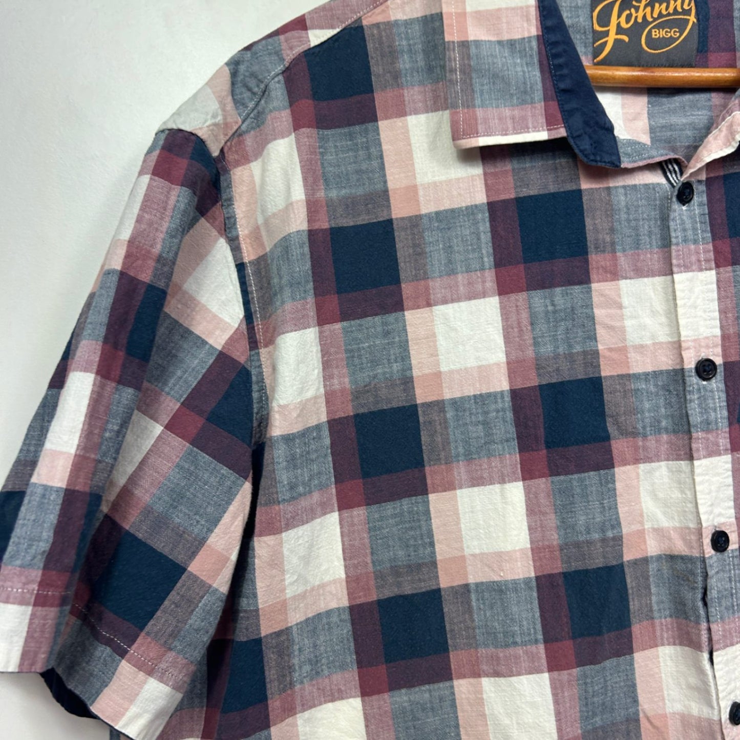 Johnny Bigg Mens Short Sleeve Button Up Casual Shirt Check Plaid Size 3XL