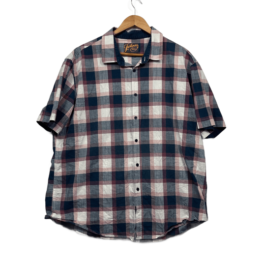 Johnny Bigg Mens Short Sleeve Button Up Casual Shirt Check Plaid Size 3XL